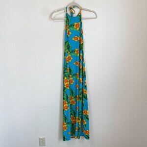 Soraya Blue Tropical Long beach dress Loulé FR Size M/L